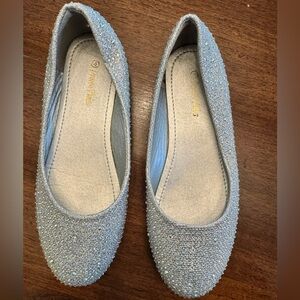 Dream Pairs Silver Glitter Crystal Ballet Flats